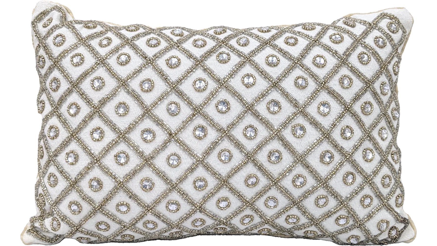 Beaded Diamond Pattern Lumbar Pillow (18x12)